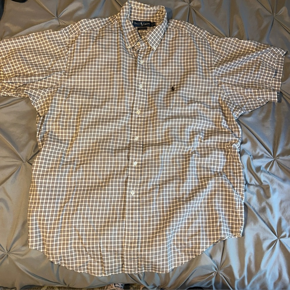 Ralph Lauren Yarmouth 100% Cotton Pinpoint Oxford Short Sleeve Size 17 32/33